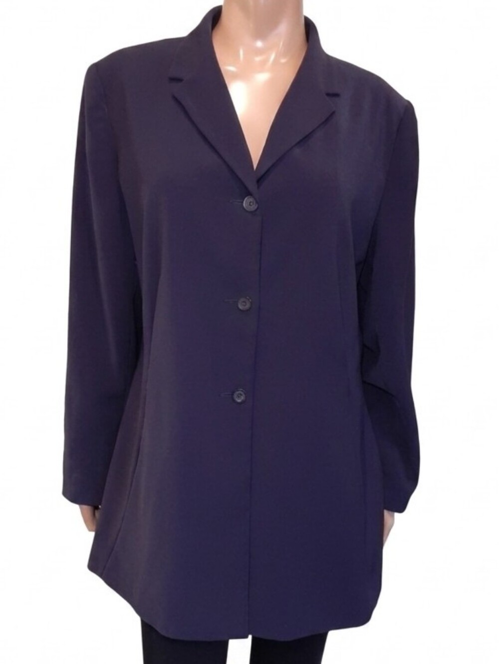 Vintage The Career Collection Navy Blazer Jacket Single Breasted Longline Sz 14